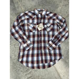Ely Cattleman Western Pearl Snap Down Long Sleeve Men’s Large Plaid